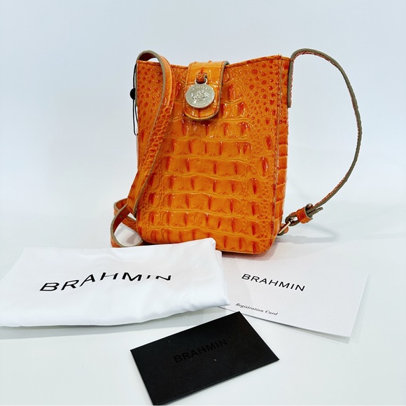 Brahmin Handbags - BRAHMIN Marley Marmalade Melbourne Genuine Leather Flap Crossbody Bag Purse